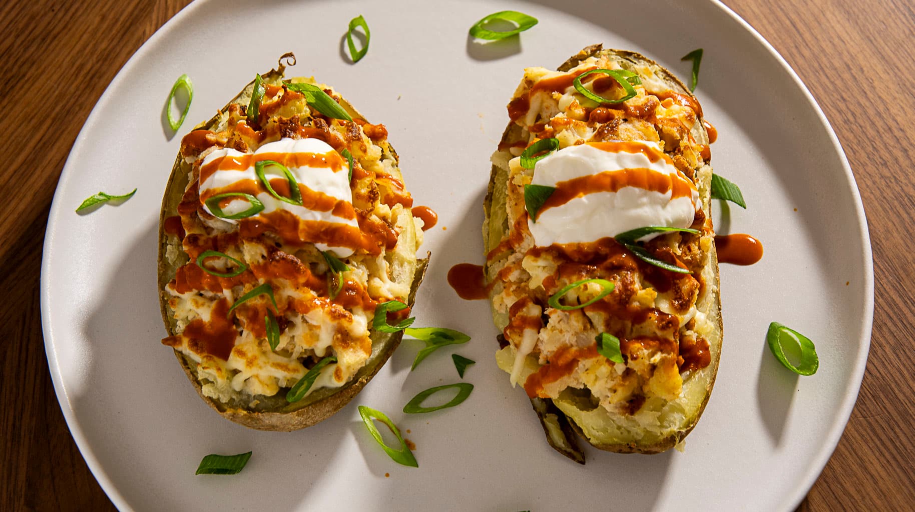 Buffalo Chicken Double Baked Potatoes